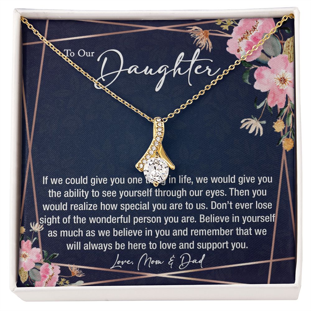 sentimental to my daughter gift from mom and dad - alluring beauty gold necklace - Meaningful Cards