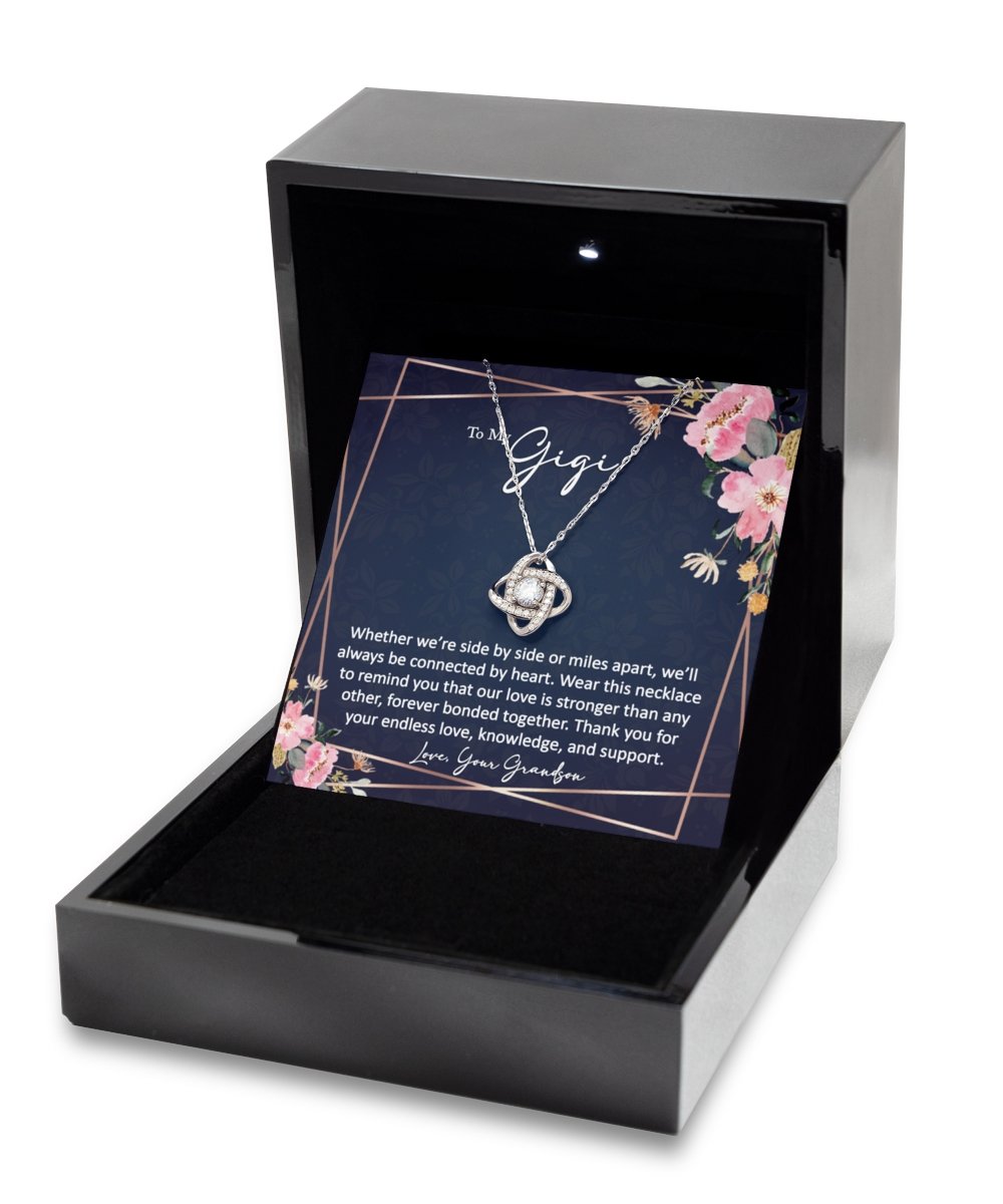 Sentimental to my gigi gift from grandson sterling silver love knot necklace - Meaningful Cards