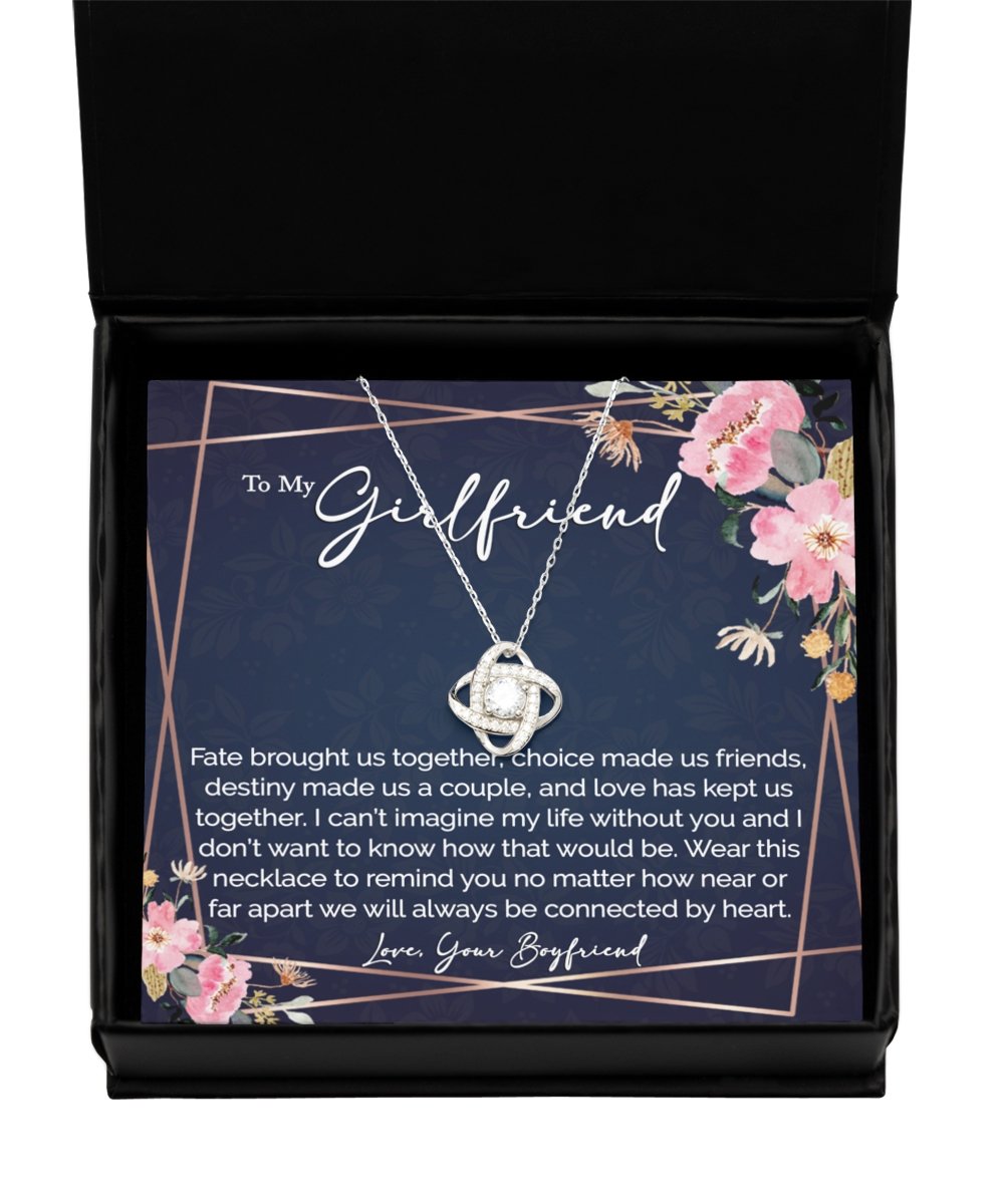 Sentimental to my girlfriend gift from boyfriend sterling silver love knot necklace - Meaningful Cards