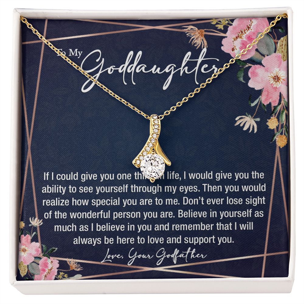 sentimental to my goddaughter gift from godfather - alluring beauty gold necklace - Meaningful Cards