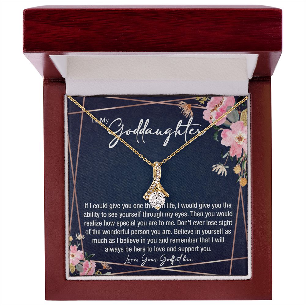 sentimental to my goddaughter gift from godfather - alluring beauty gold necklace - Meaningful Cards