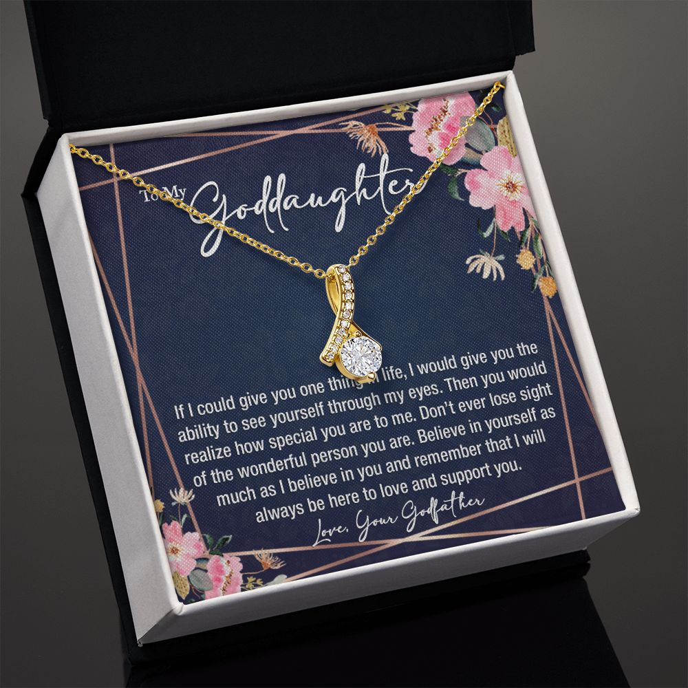sentimental to my goddaughter gift from godfather - alluring beauty gold necklace - Meaningful Cards