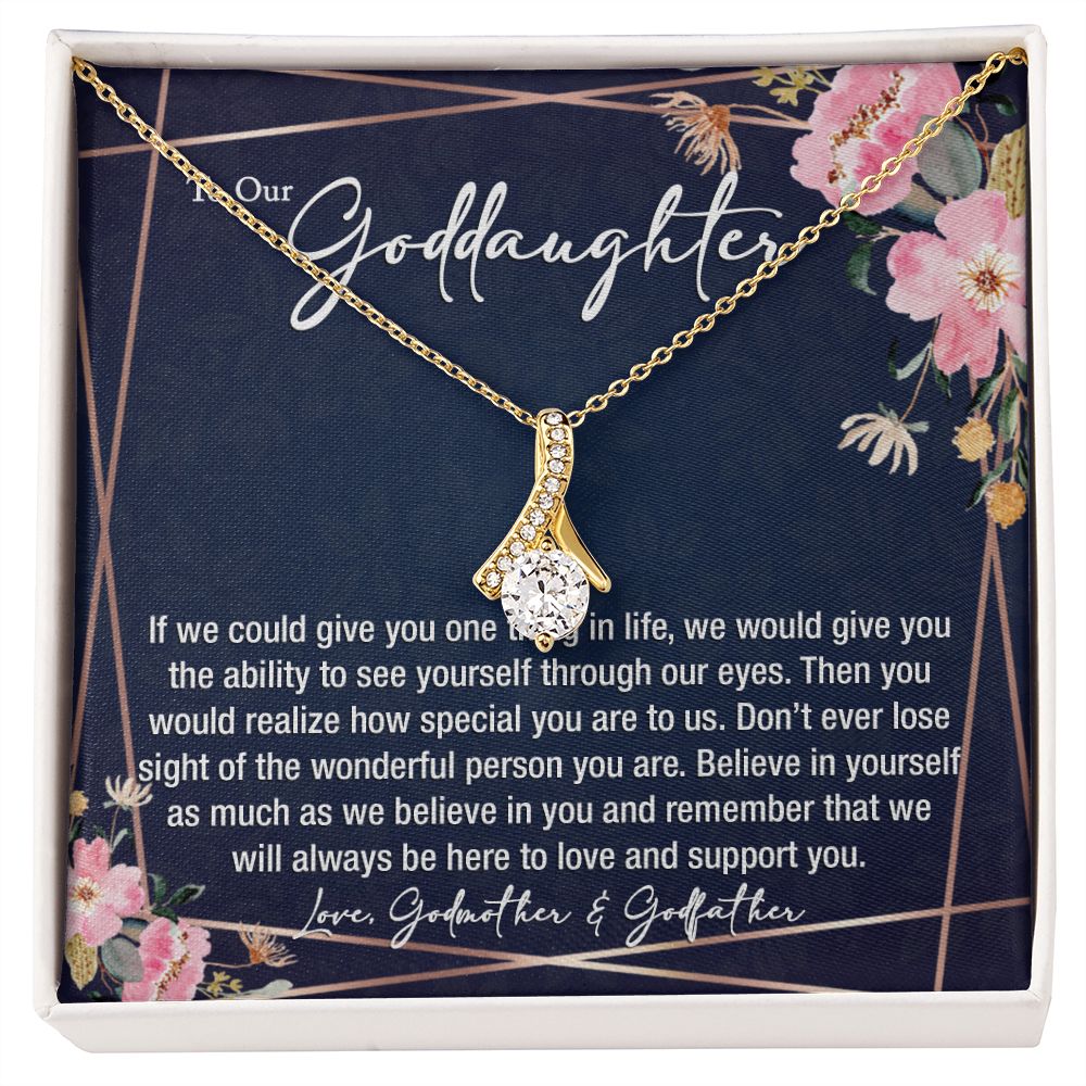 sentimental to my goddaughter gift from godparents - alluring beauty gold necklace - Meaningful Cards
