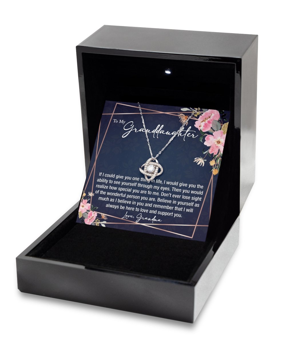 Sentimental to my granddaughter gift from grandma, sterling silver love knot necklace - Meaningful Cards