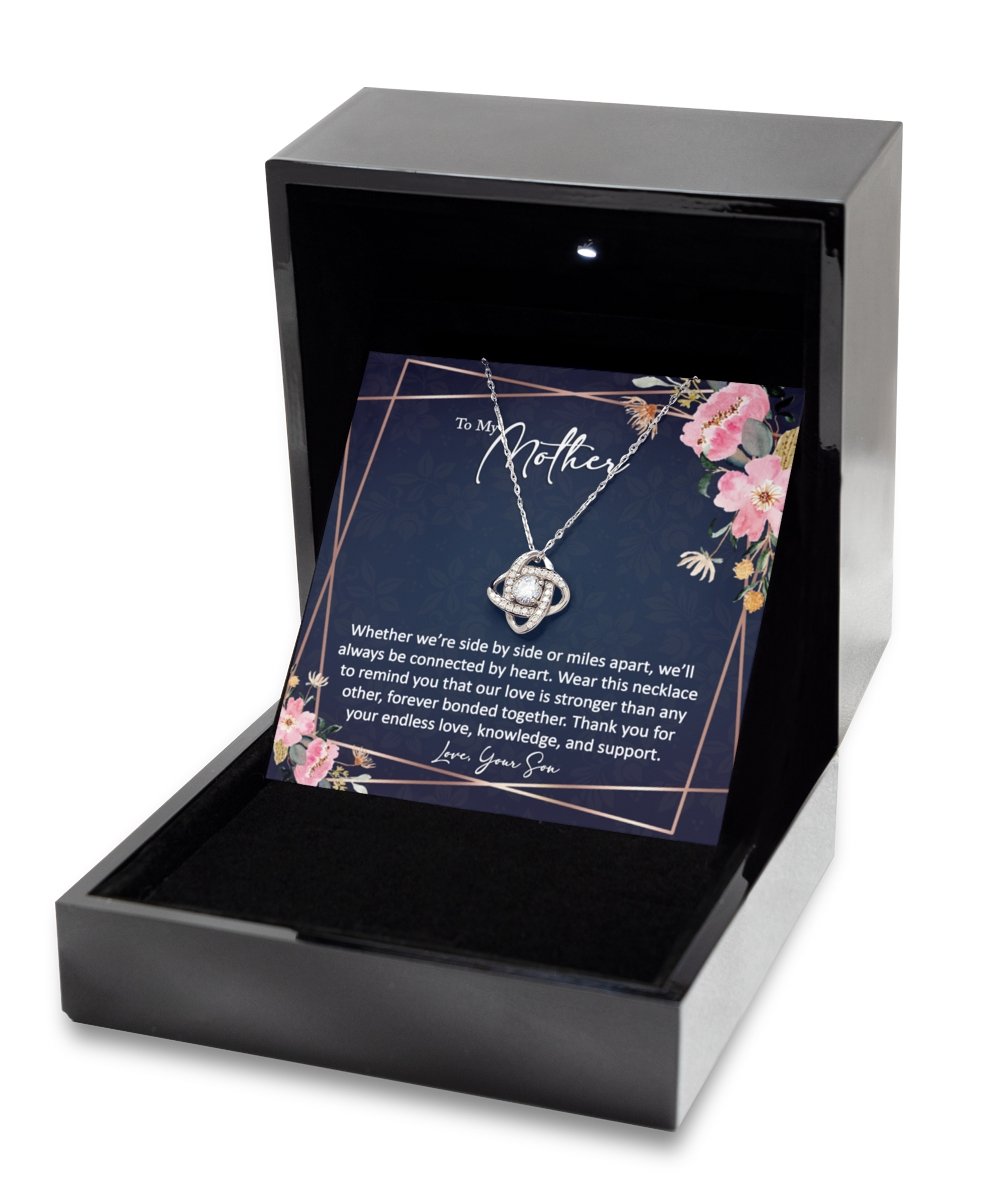 Sentimental to my mother gift from son sterling silver love knot necklace - Meaningful Cards