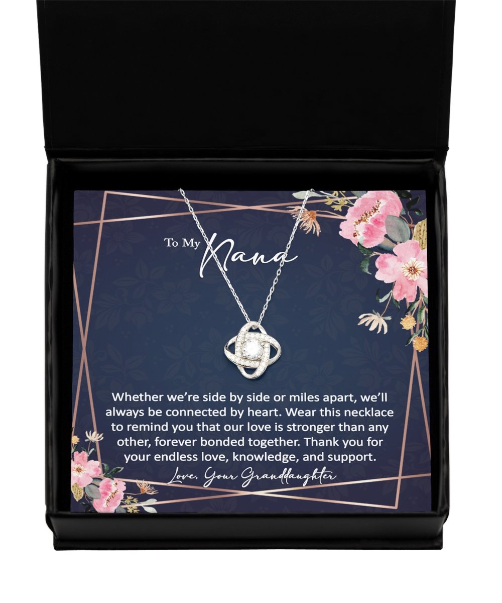 Sentimental to my nana gift from granddaughter sterling silver love knot necklace - Meaningful Cards