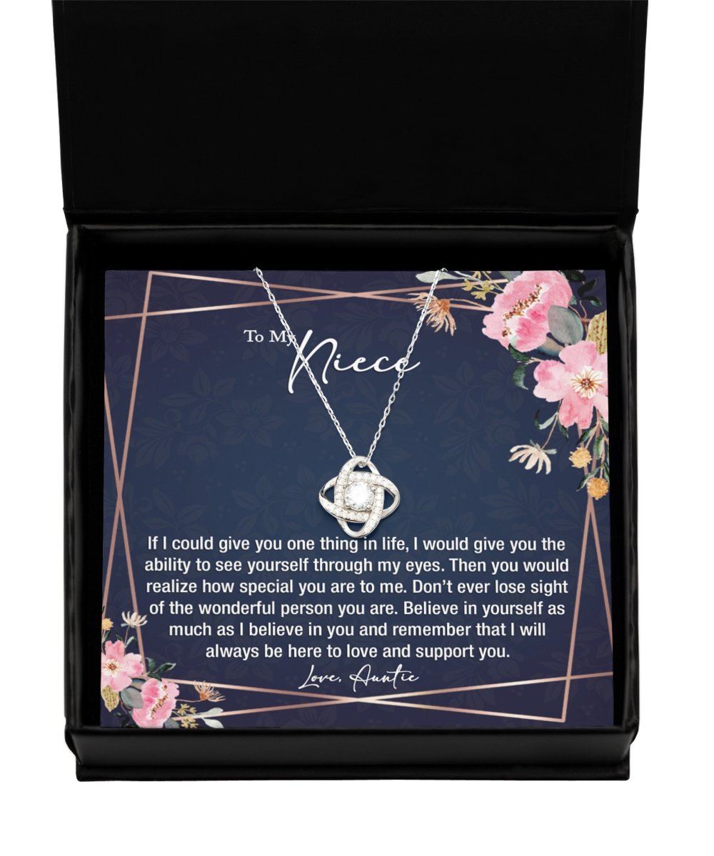 Sentimental to my niece gift from aunt sterling silver love knot necklace - Meaningful Cards