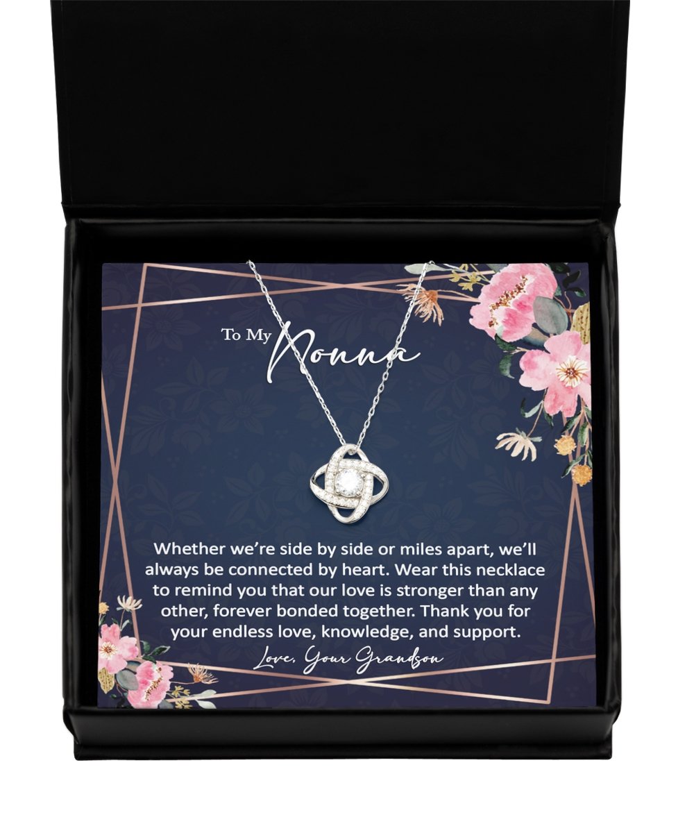 Sentimental to my nonna gift from grandson sterling silver love knot necklace - Meaningful Cards