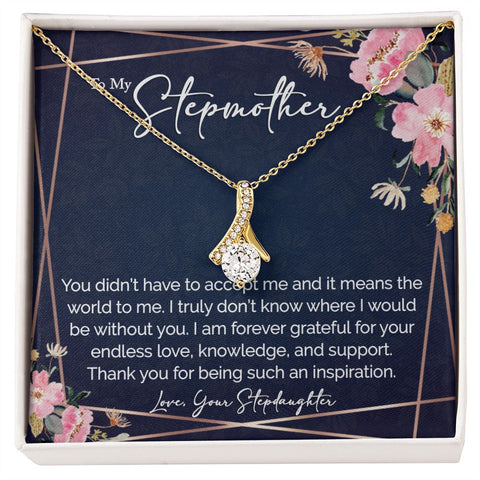 sentimental to my stepmother gift from stepdaughter - alluring beauty gold necklace - Meaningful Cards
