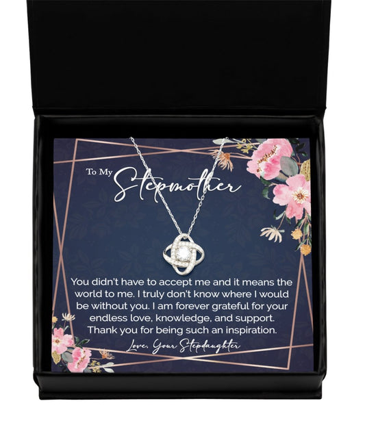 Sentimental to my stepmother gift from stepdaughter, sterling silver love knot necklace - Meaningful Cards