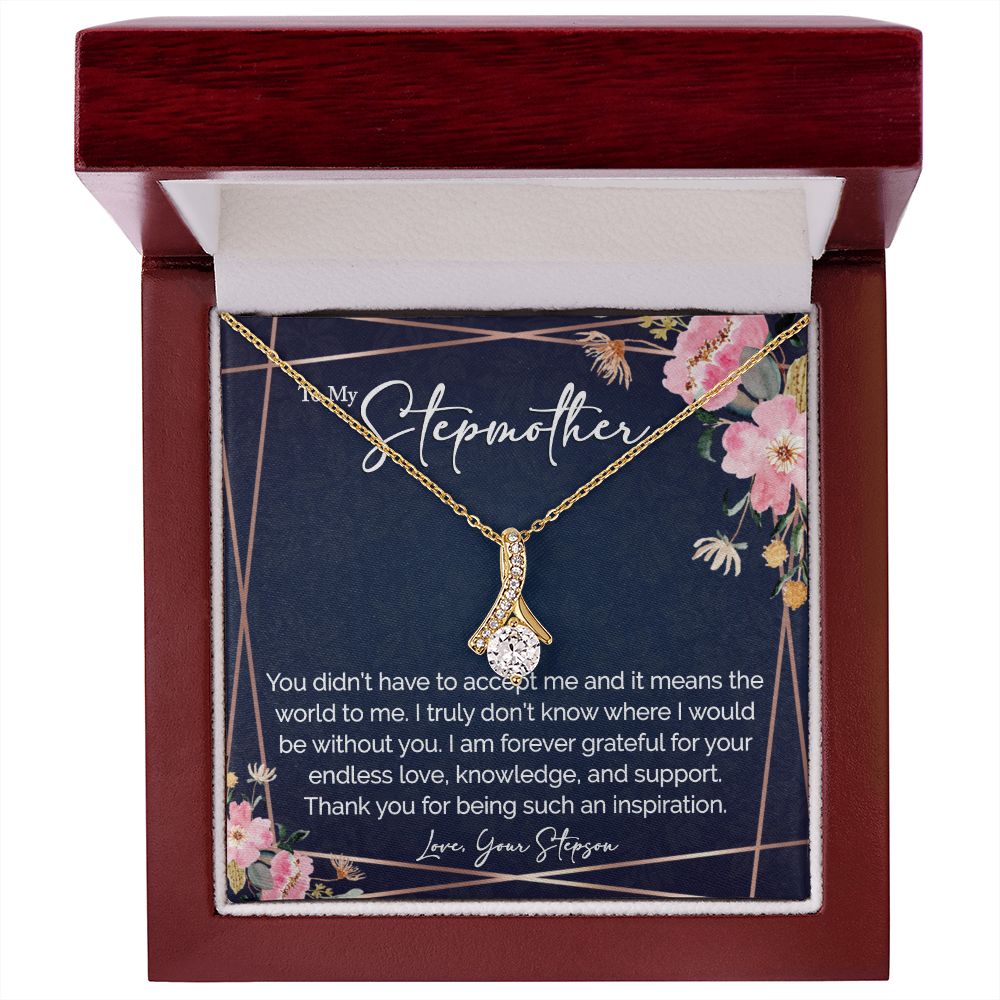 sentimental to my stepmother gift from stepson - alluring beauty gold necklace - Meaningful Cards