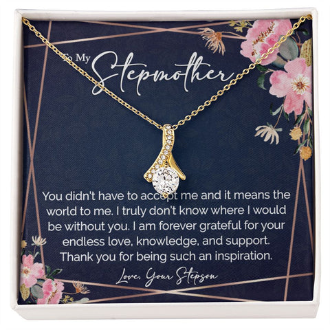 sentimental to my stepmother gift from stepson - alluring beauty gold necklace - Meaningful Cards