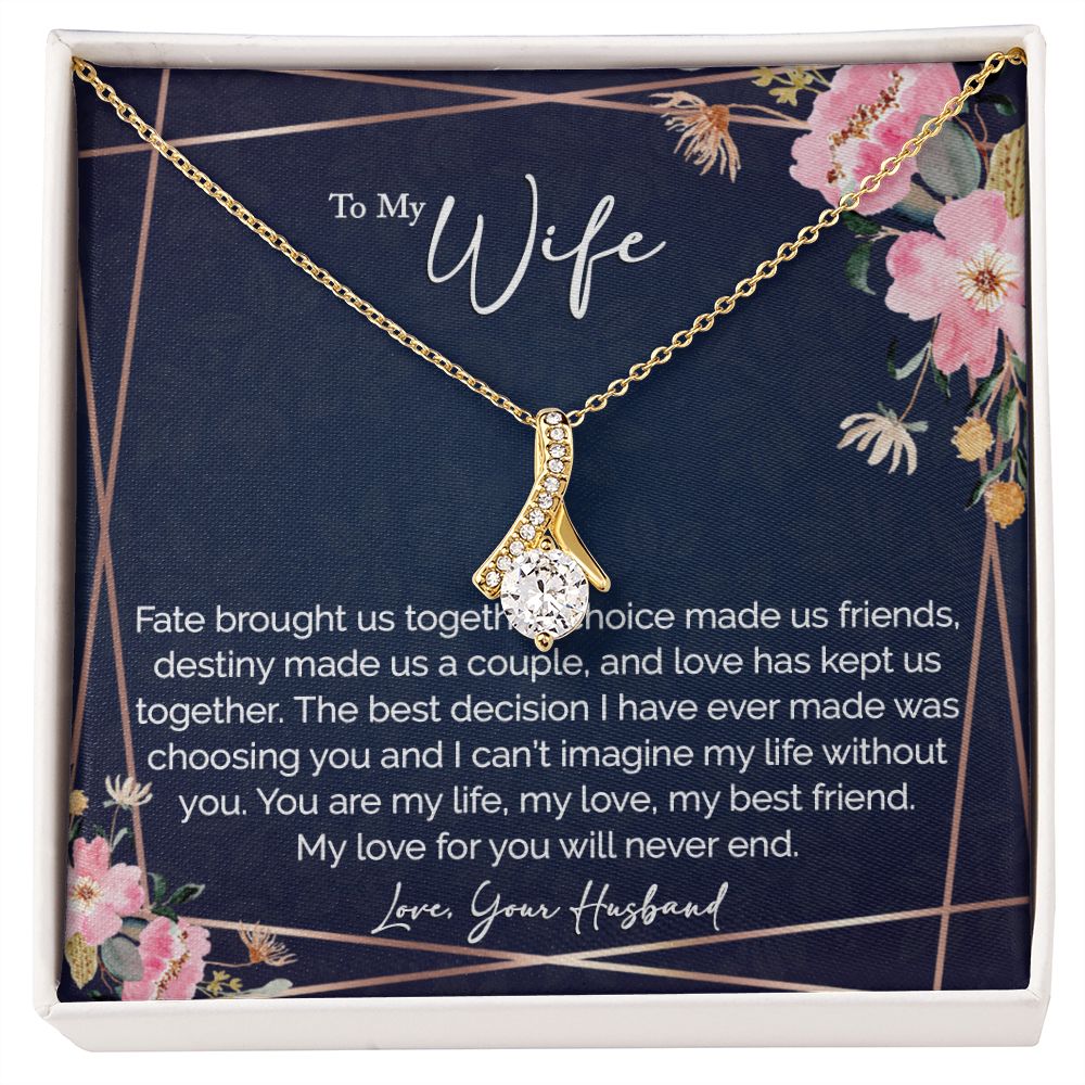sentimental to my wife gift - alluring beauty gold necklace - Meaningful Cards