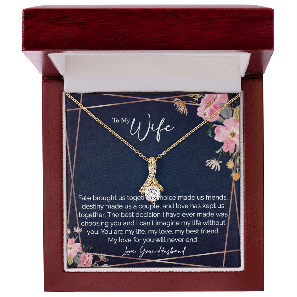 sentimental to my wife gift - alluring beauty gold necklace - Meaningful Cards