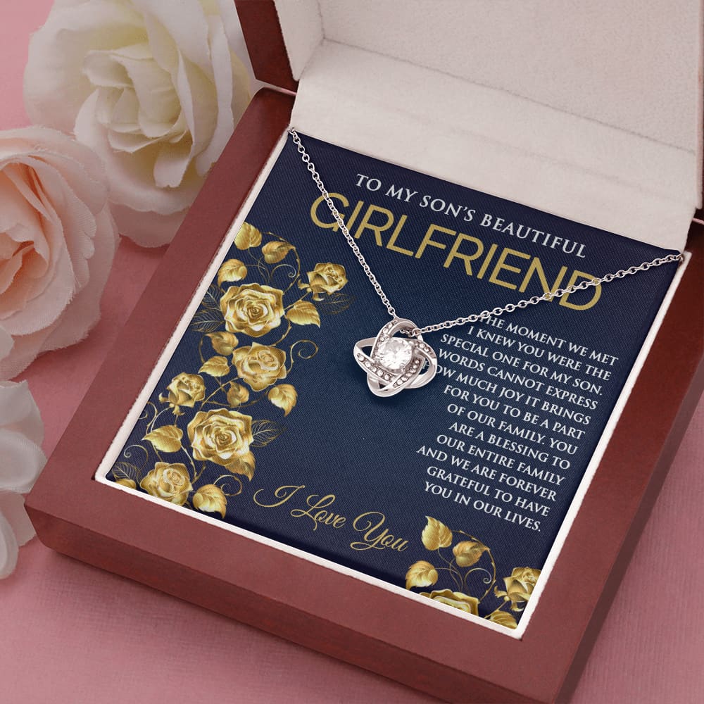 Love Knot Necklace with message for Sons Girlfriend - Meaningful Cards