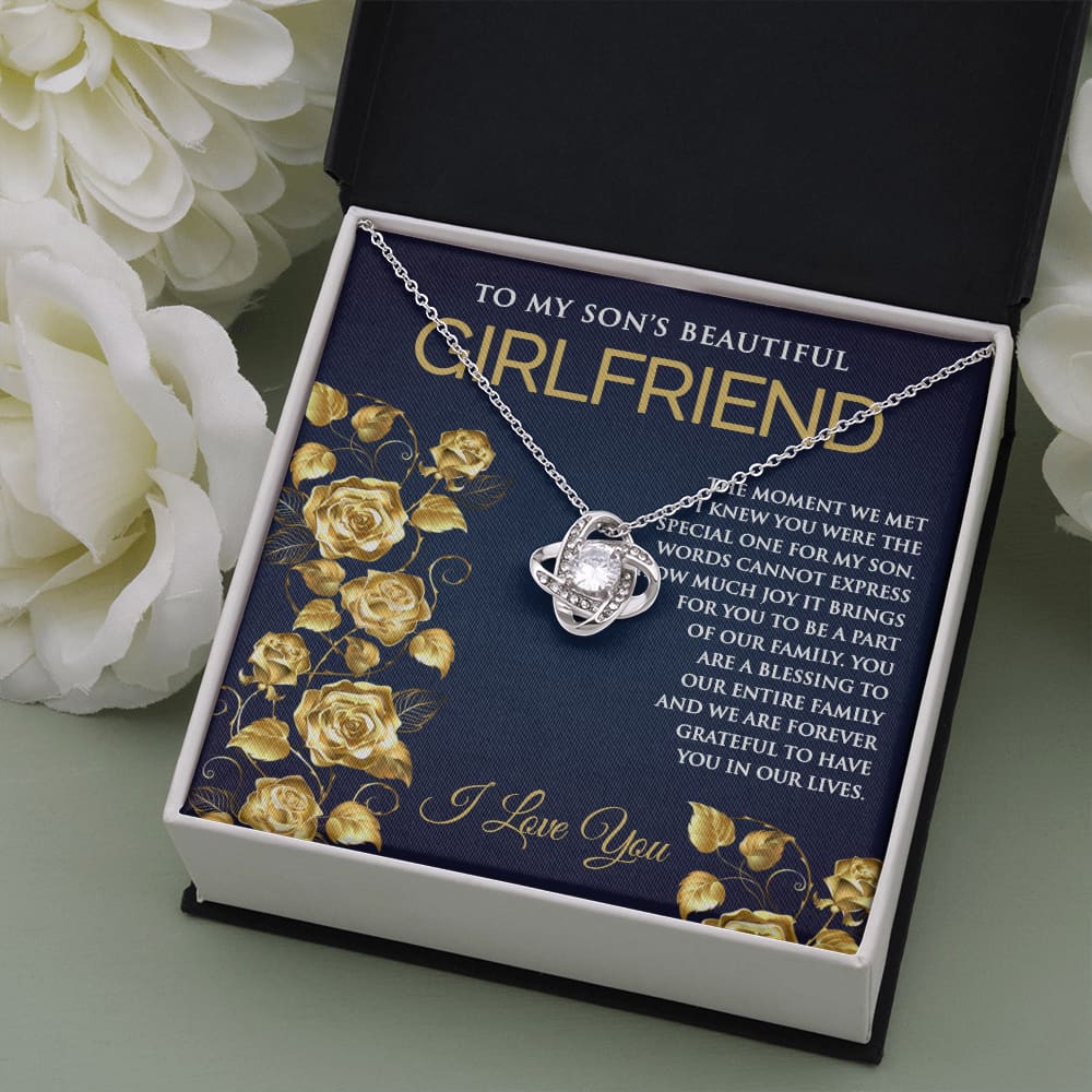 Love Knot Necklace with message for Sons Girlfriend - Meaningful Cards