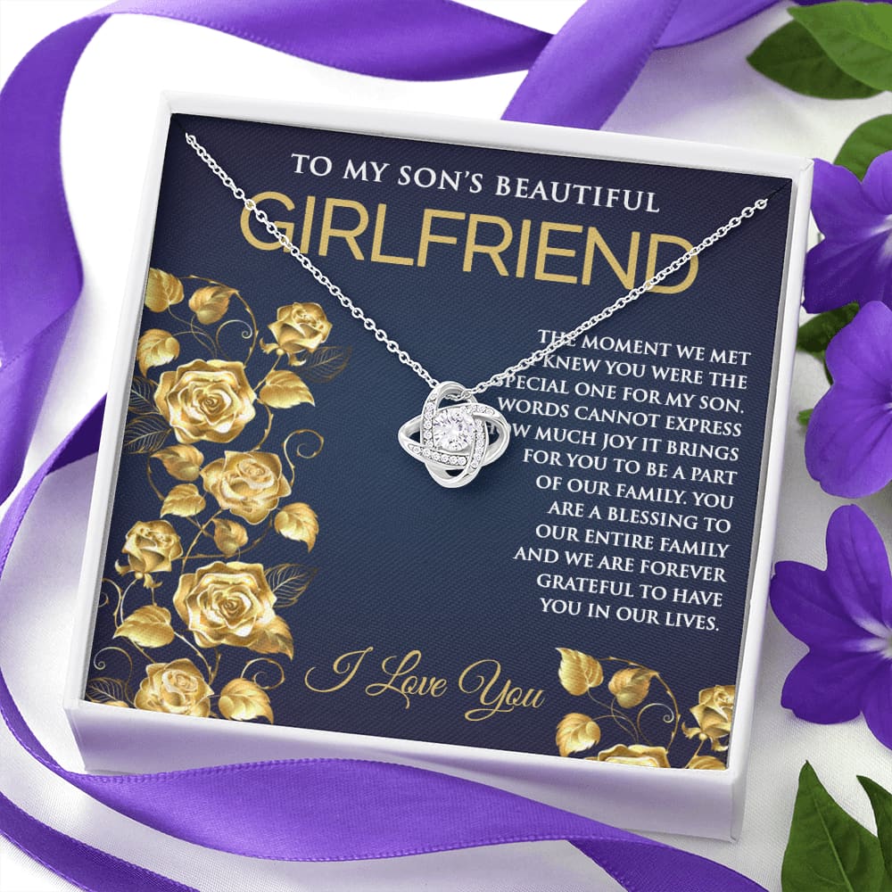 Love Knot Necklace with message for Sons Girlfriend - Meaningful Cards