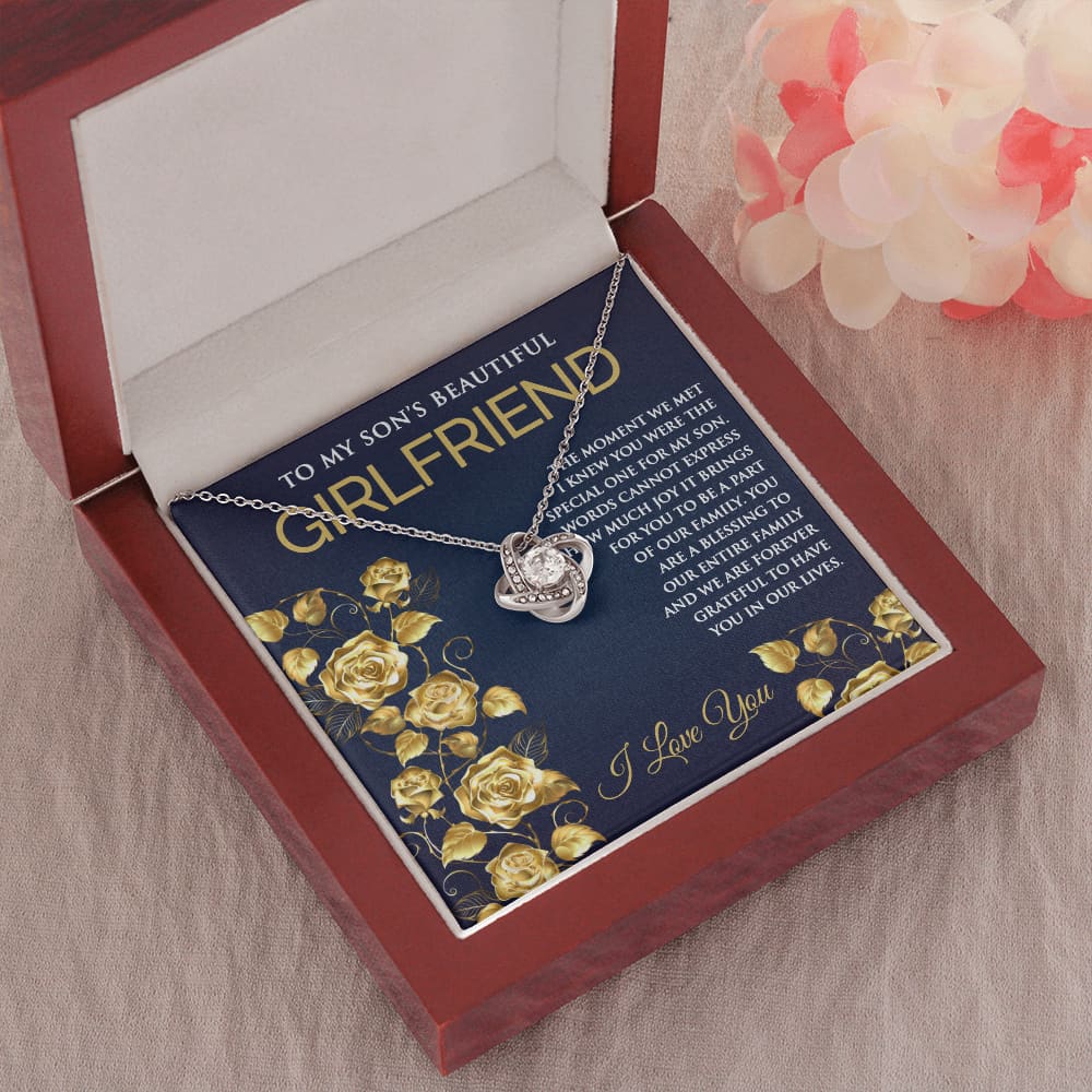 Love Knot Necklace with message for Sons Girlfriend - Meaningful Cards