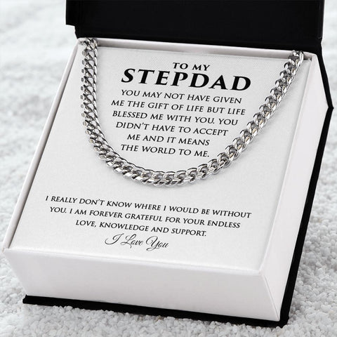 Stepdad Cuban Link Necklace Gifts from Daughter Son - Meaningful Cards
