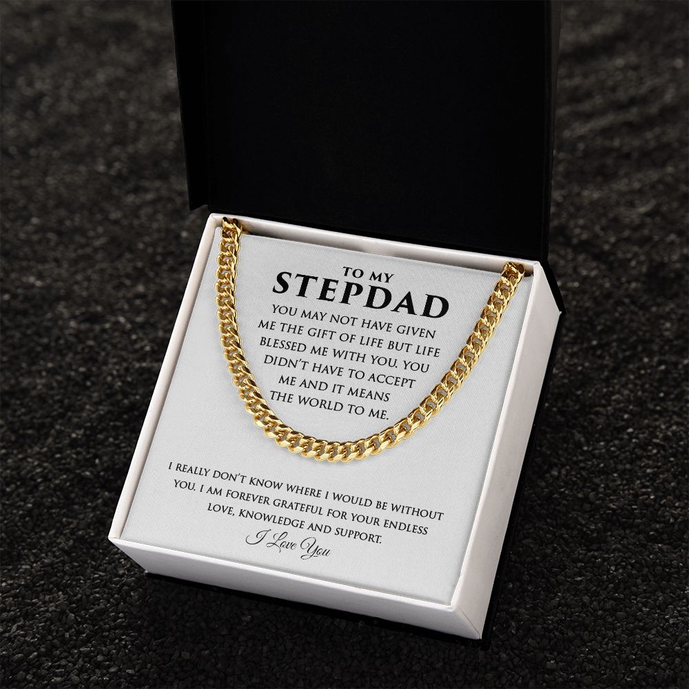 Stepdad Cuban Link Necklace Gifts from Daughter Son - Meaningful Cards