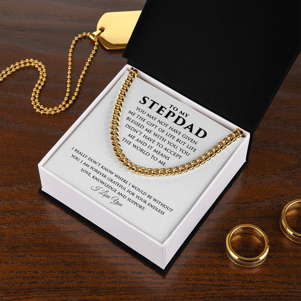 Stepdad Cuban Link Necklace Gifts from Daughter Son - Meaningful Cards
