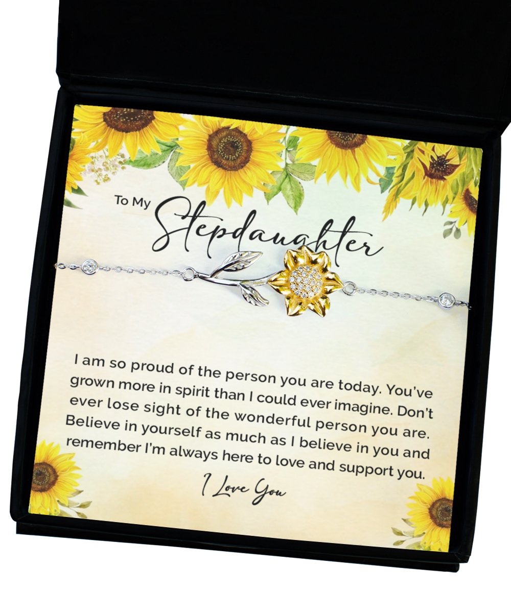 Stepdaughter Sterling Silver Sunflower Bracelet - Meaningful Cards