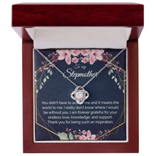 Stepmother Gift - Gold Pendant CZ Necklace 18k Gold Love Knot - Meaningful Cards