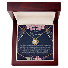 Stepmother Gift - Gold Pendant CZ Necklace 18k Gold Love Knot - Meaningful Cards