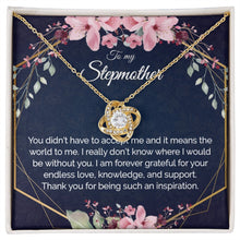 Stepmother Gift - Gold Pendant CZ Necklace 18k Gold Love Knot - Meaningful Cards