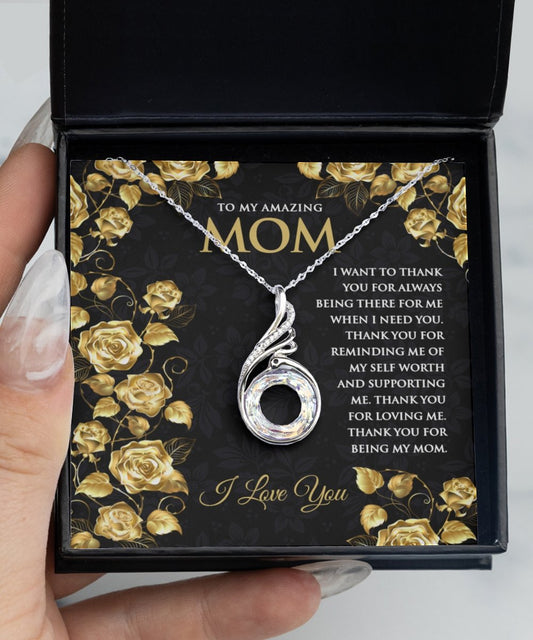 Thank You Mom - Silver Rising Phoenix necklace - Meaningful Cards