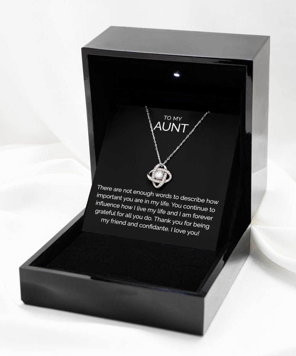 To my aunt sterling silver love knot necklace - Meaningful Cards