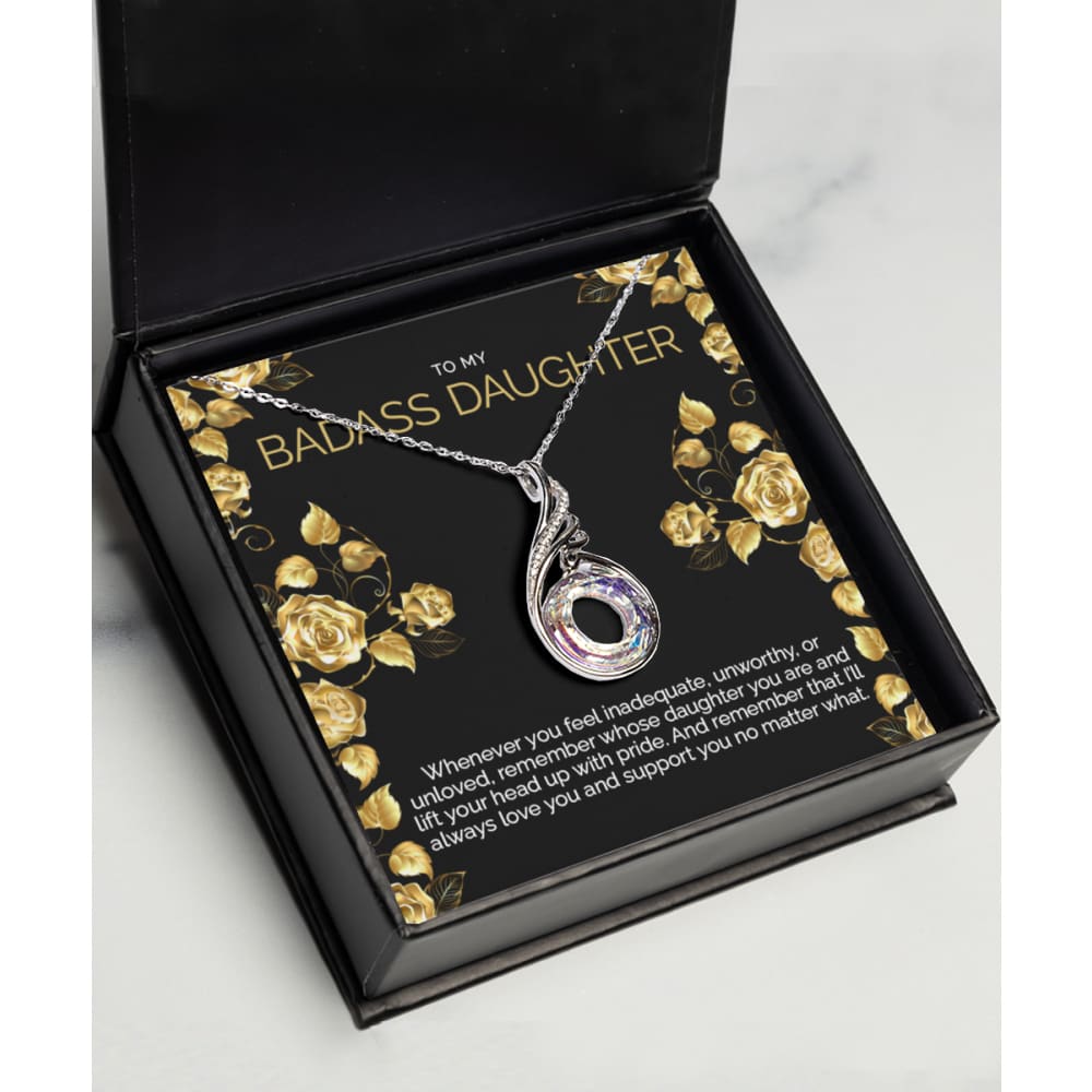 Badass Daughter Rising Phoenix Silver Necklace - Meaningful Cards