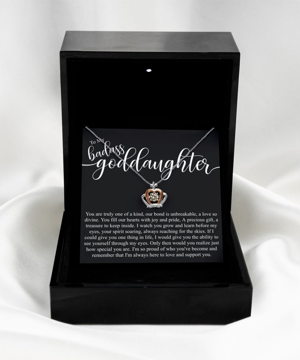 To my badass goddaughter - luxe crown necklace gift set - Meaningful Cards