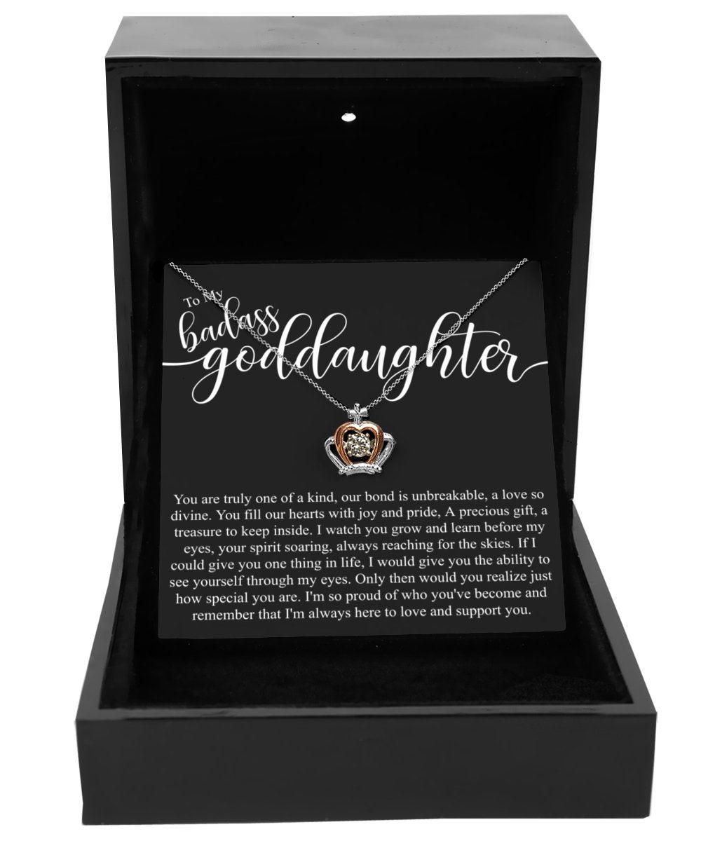 To my badass goddaughter - luxe crown necklace gift set - Meaningful Cards
