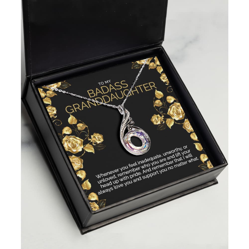 Badass Granddaughter Rising Phoenix Silver Necklace - Meaningful Cards