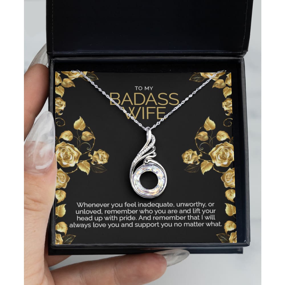Badass Wife Rising Phoenix Silver Necklace - Meaningful Cards