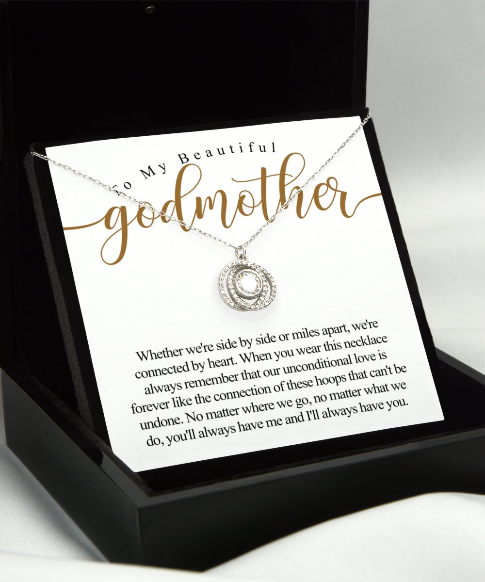 To my beautiful godmother sterling silver crystal double circles necklace for godmother perfect sentimental mothers day gift idea - Meaningful Cards