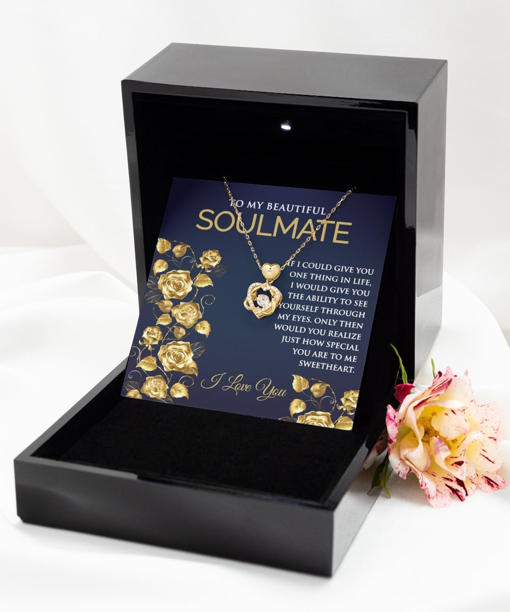 To my beautiful soulmate heart knot pendant necklace 14k gold - Meaningful Cards