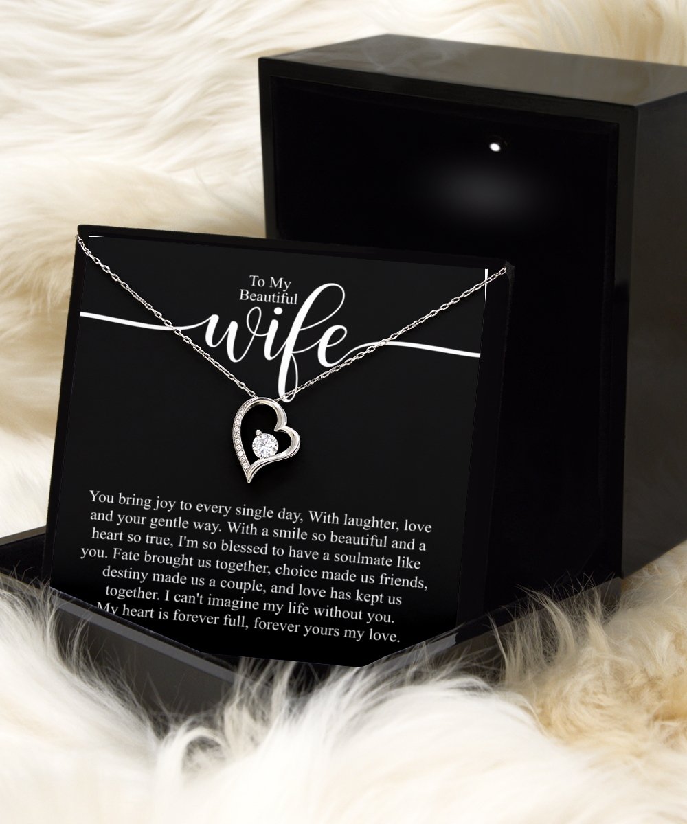 To my beautiful wife sterling silver heart pendant necklace for her romantic gift for wife - Meaningful Cards