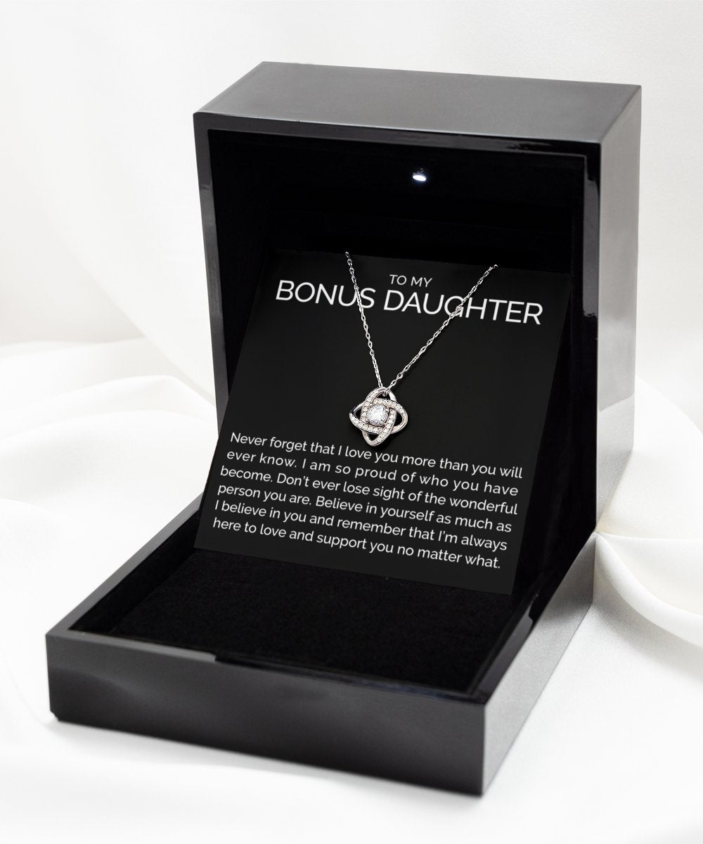 To my bonus daughter sterling silver love knot necklace - Meaningful Cards