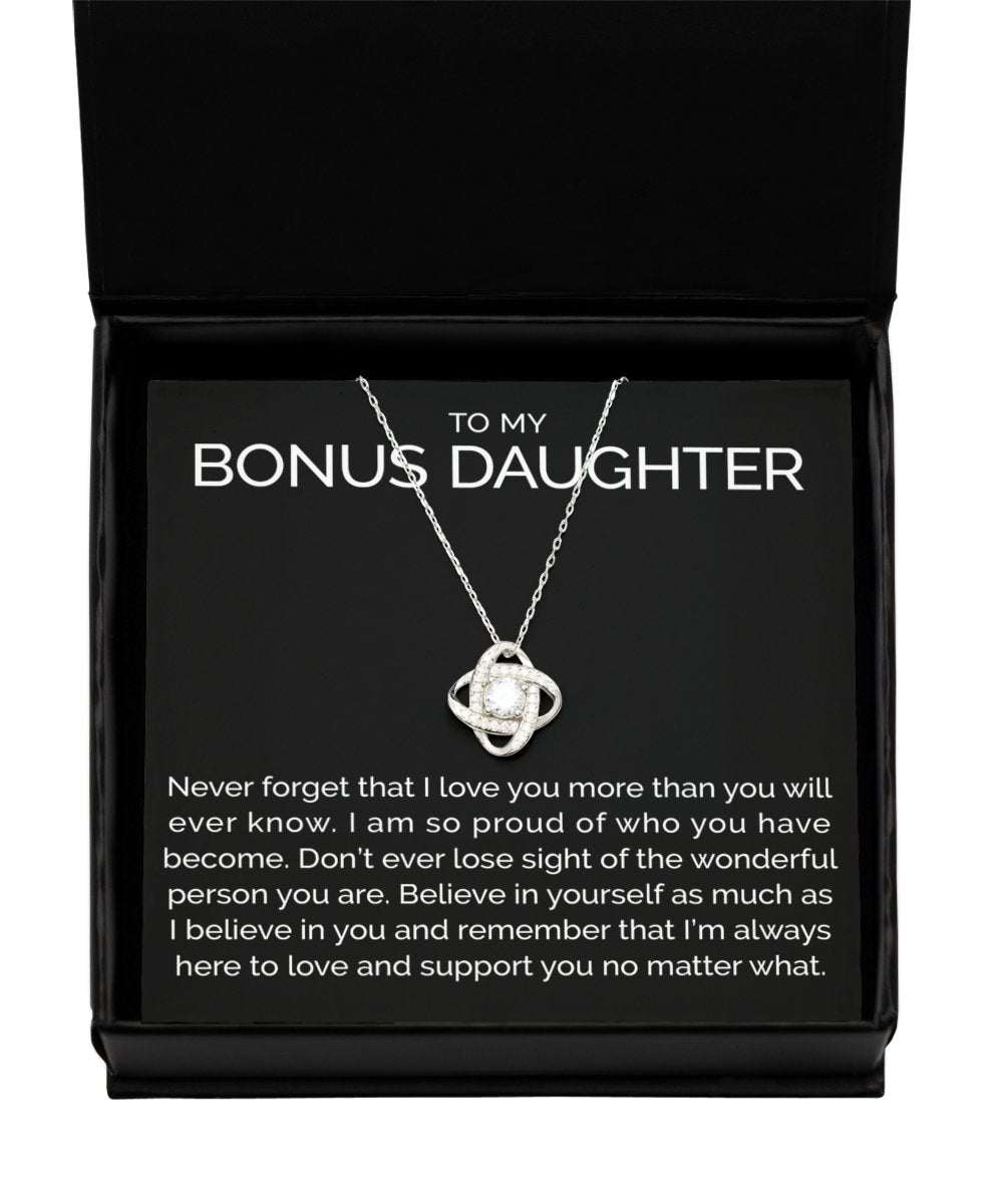 To my bonus daughter sterling silver love knot necklace - Meaningful Cards