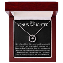 To my bonus daughter wishbone dancing cz necklace - Meaningful Cards