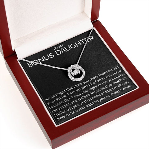 To my bonus daughter wishbone dancing cz necklace - Meaningful Cards