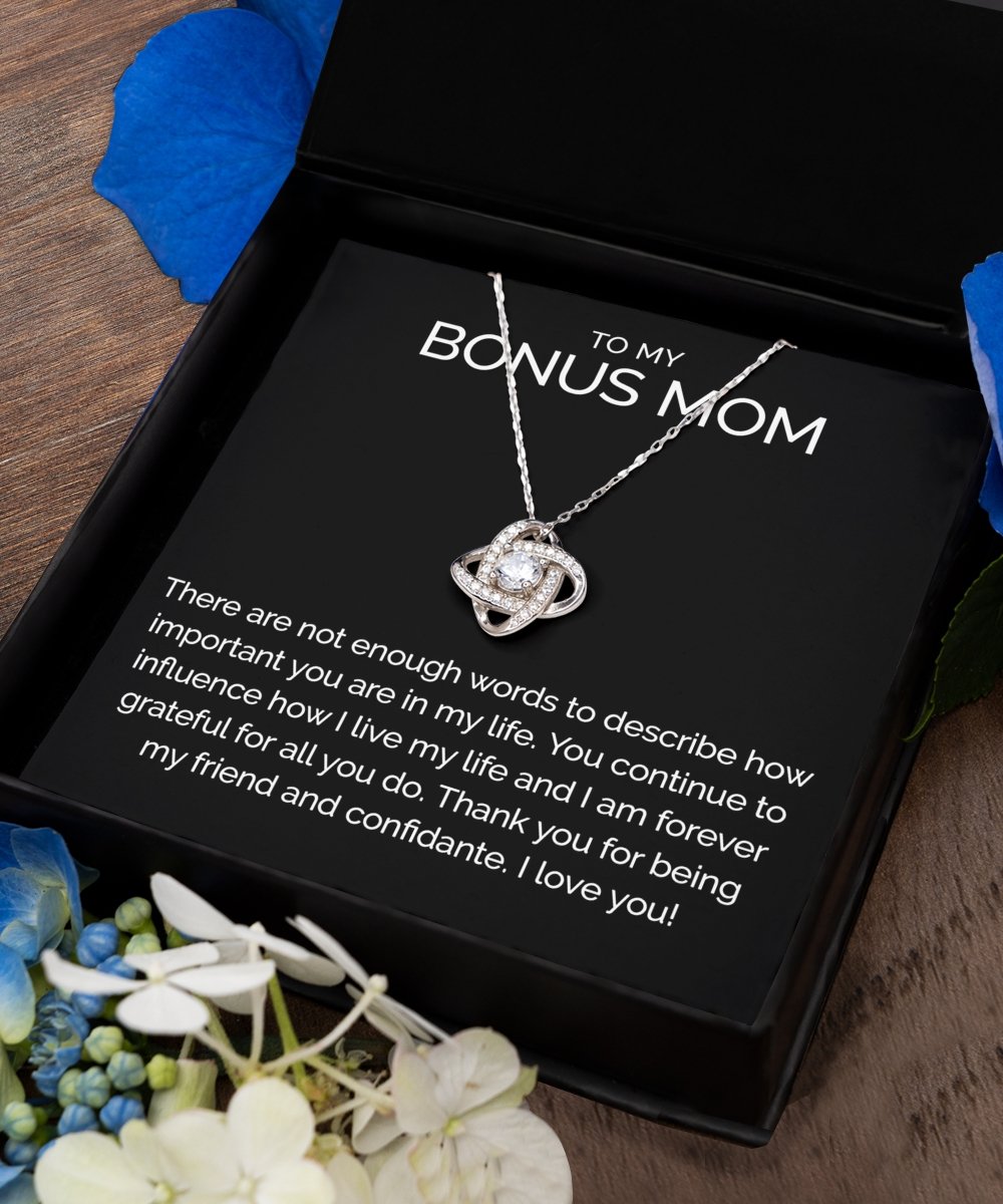 To my bonus mom sterling silver love knot necklace - Meaningful Cards