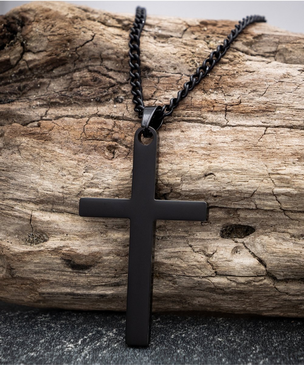 To my bonus son black cross necklace unique gift for adopted son, thoughtful gift for stepson - Meaningful Cards