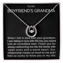To my boyfriends grandma wishbone dancing cz necklace - Meaningful Cards
