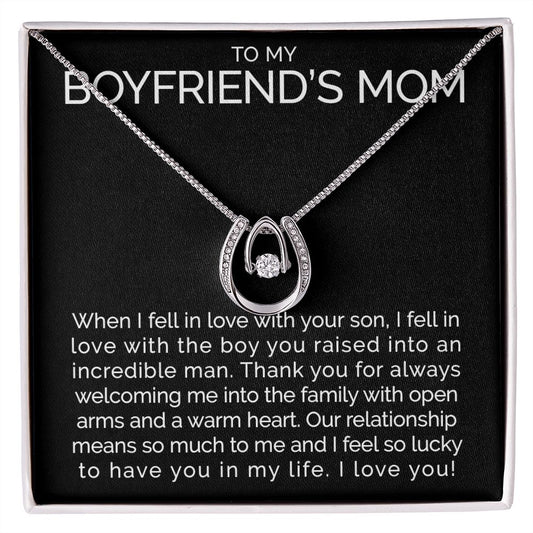 To my boyfriends mom wishbone dancing cz necklace - Meaningful Cards