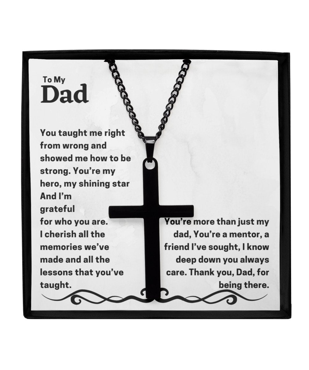 To my dad black cross necklace unique gift for dad, thoughtful gift for dad - Meaningful Cards