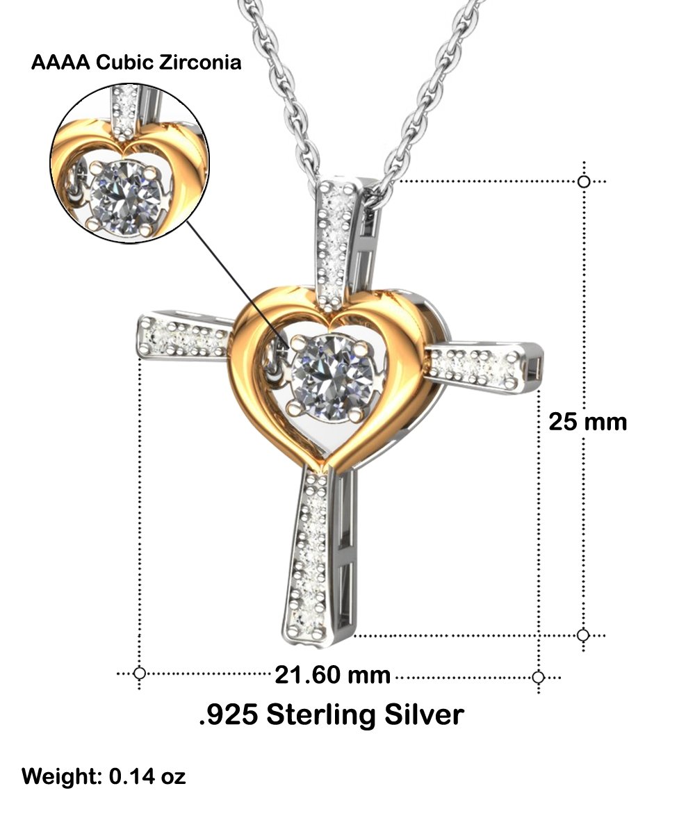 To my daughter sterling silver crystal dancing cross necklace for daughters birthday - Meaningful Cards