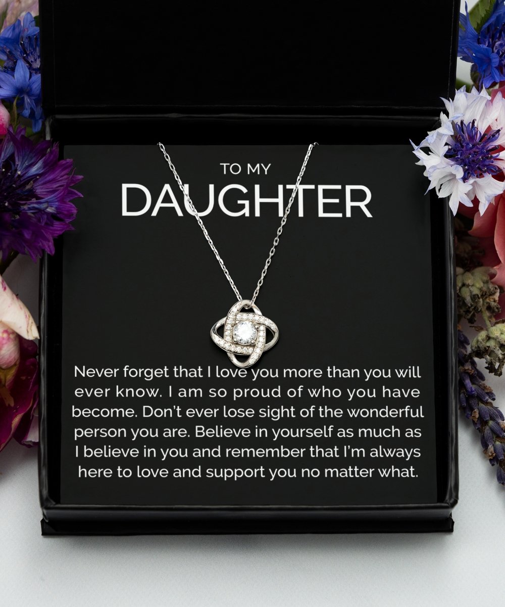 To my daughter sterling silver love knot necklace - Meaningful Cards